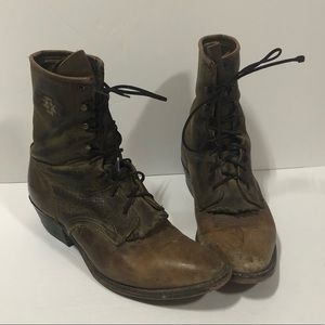 Distressed vintage Justin lace up boots